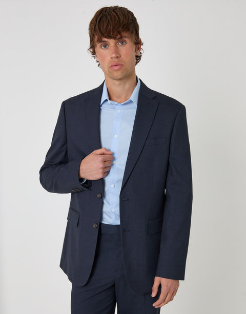 Threadbare Regular Fit Single Breasted Blazer in Navy - front view