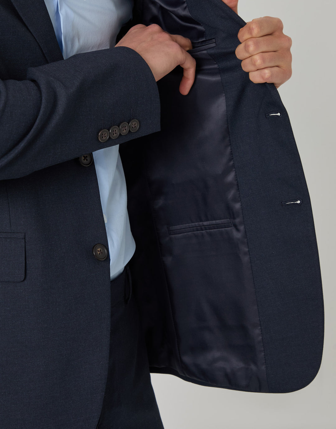 Threadbare Regular Fit Single Breasted Blazer in Navy -inside detail