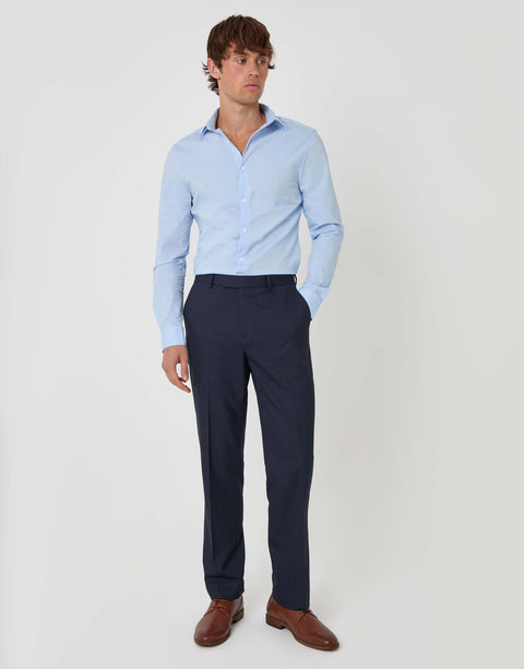 Threadbare Tailored Fit Suit Trousers in Navy - full body