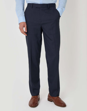 Threadbare Tailored Fit Suit Trousers in Navy - front view