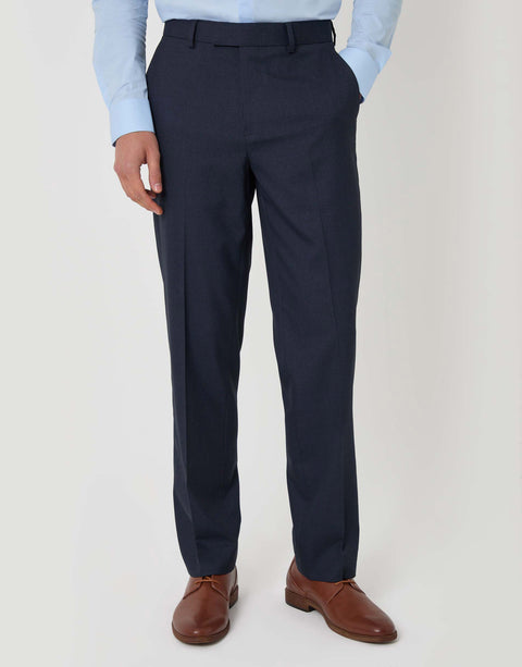 Threadbare Tailored Fit Suit Trousers in Navy - front view