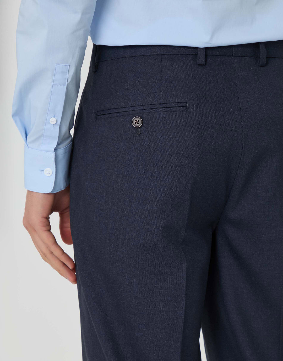 Threadbare Tailored Fit Suit Trousers in Navy - close up