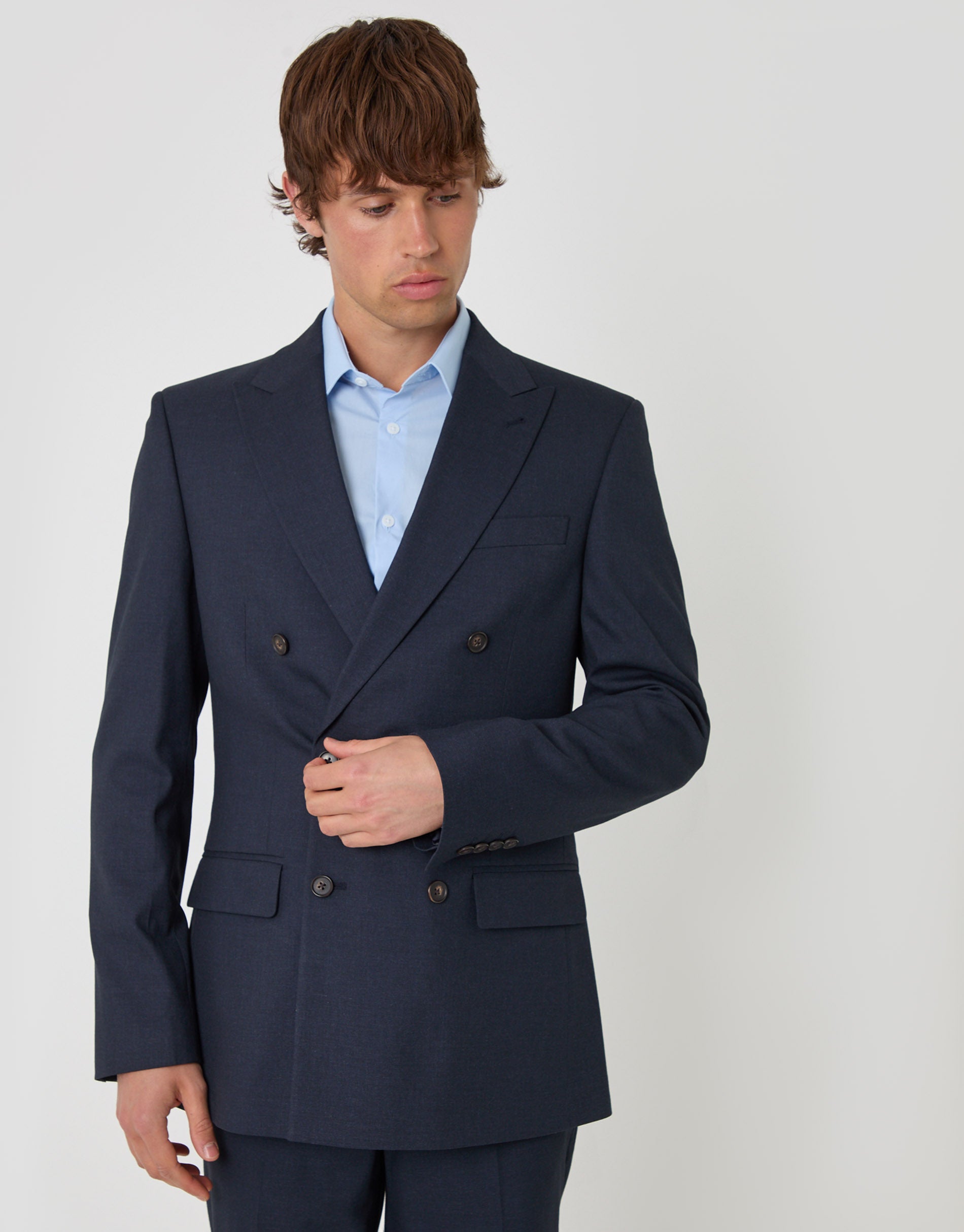 Regular Fit Double Breasted Blazer in Navy