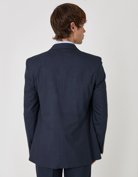 Threadbare Regular Fit Double Breasted Blazer in Navy - back view