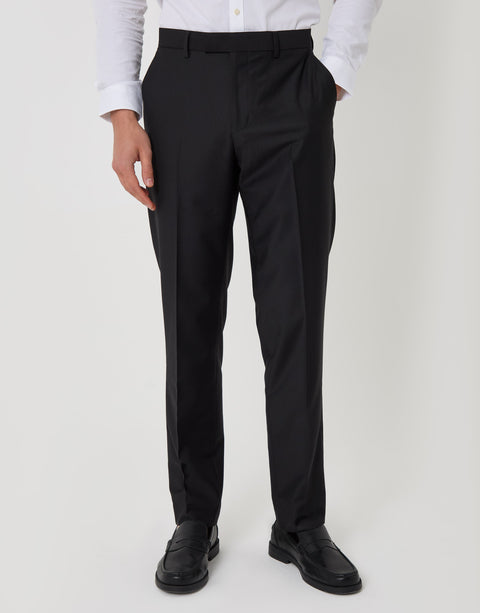Threadbare Slim Fit Suit Trousers in Black - front view
