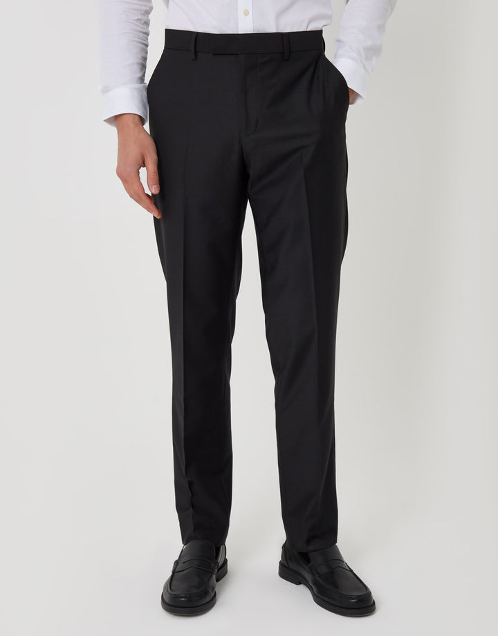 Threadbare Slim Fit Suit Trousers in Black - front view