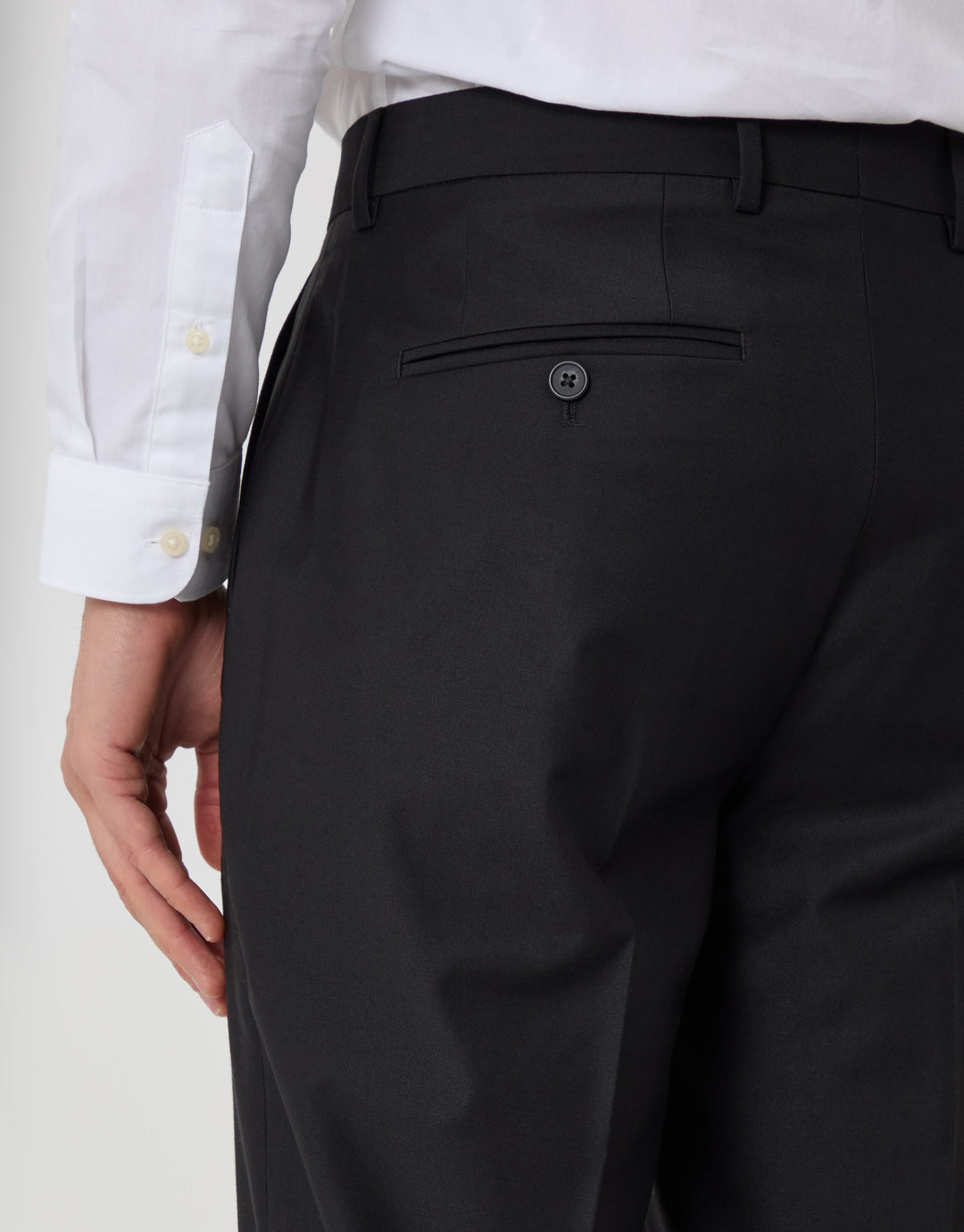 Threadbare Slim Fit Suit Trousers in Black - close up back