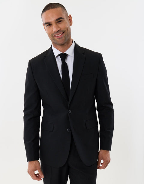Threadbare Tailored Fit Single Breasted Blazer in Black - front view