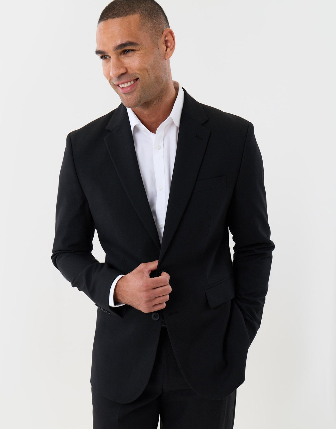Tailored Fit Single Breasted Blazer in Black