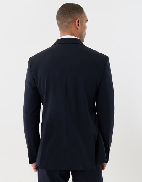 Threadbare Tailored Fit Single Breasted Blazer in Navy - back view