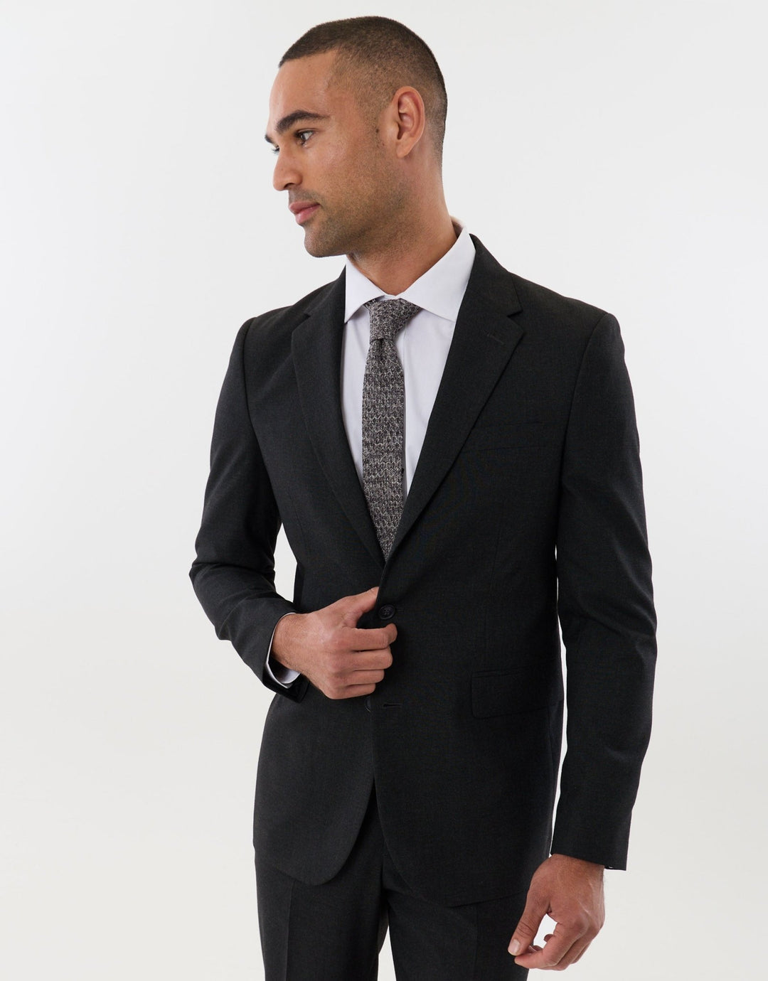 Tailored Fit Single Breasted Blazer in Charcoal