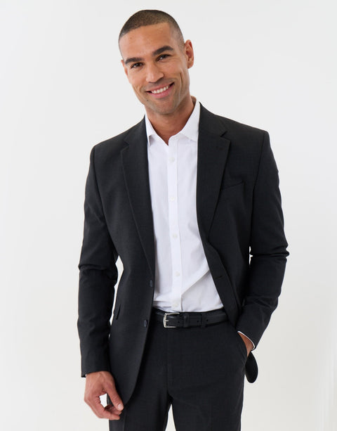 Threadbare Tailored Fit Single Breasted Blazer in Charcoal - side view