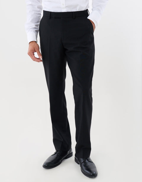 Threadbare Tailored Fit Suit Trousers in Black - front view