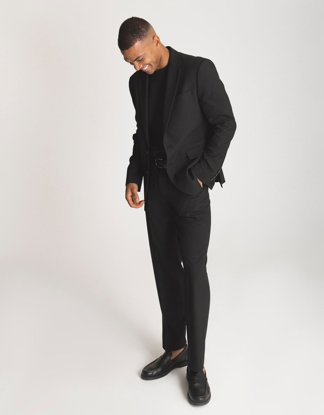 Tailored Fit Suit Trousers in Black