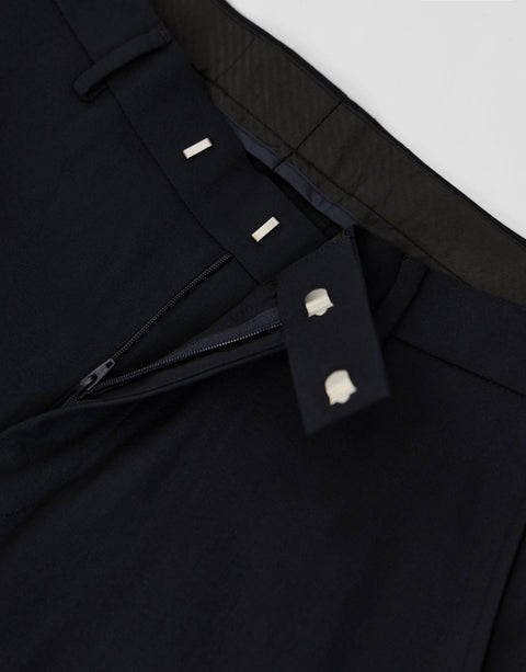 Threadbare Tailored Fit Suit Trousers in Navy - cuff close up