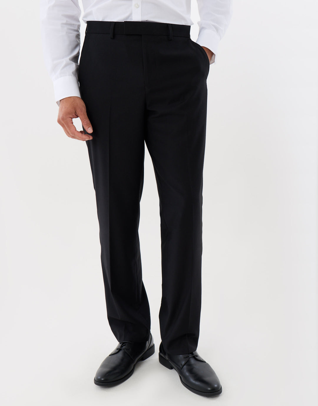 Tailored Fit Satin Seam Suit Trousers in Black