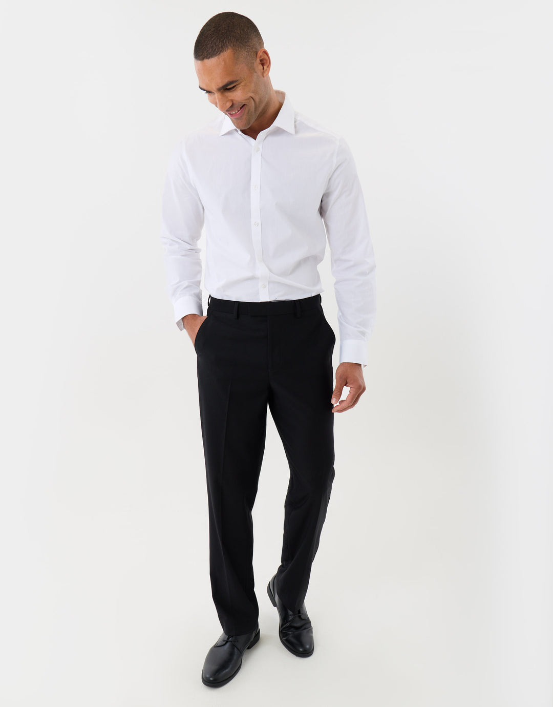 Tailored Fit Satin Seam Suit Trousers in Black