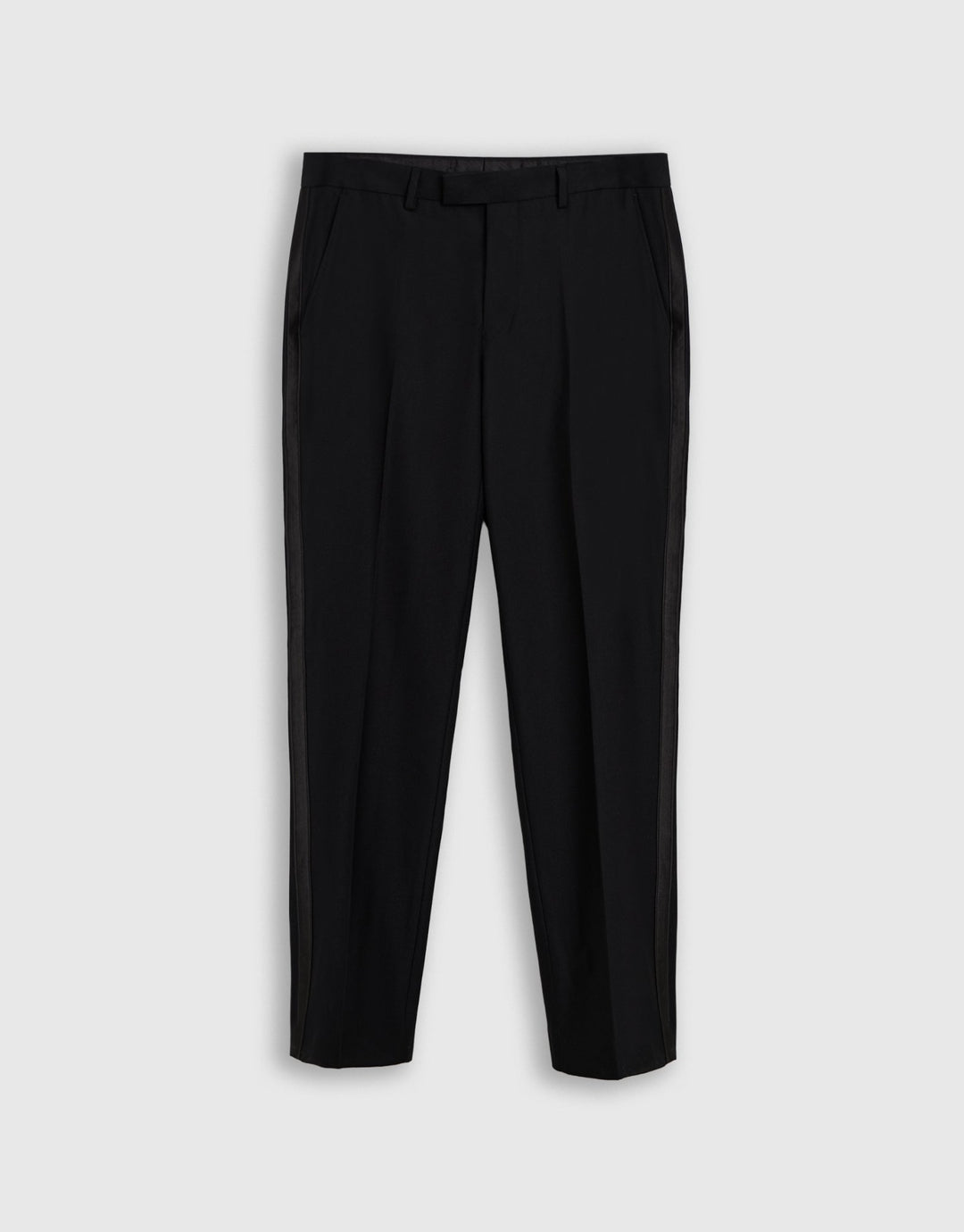 Tailored Fit Satin Seam Suit Trousers in Black
