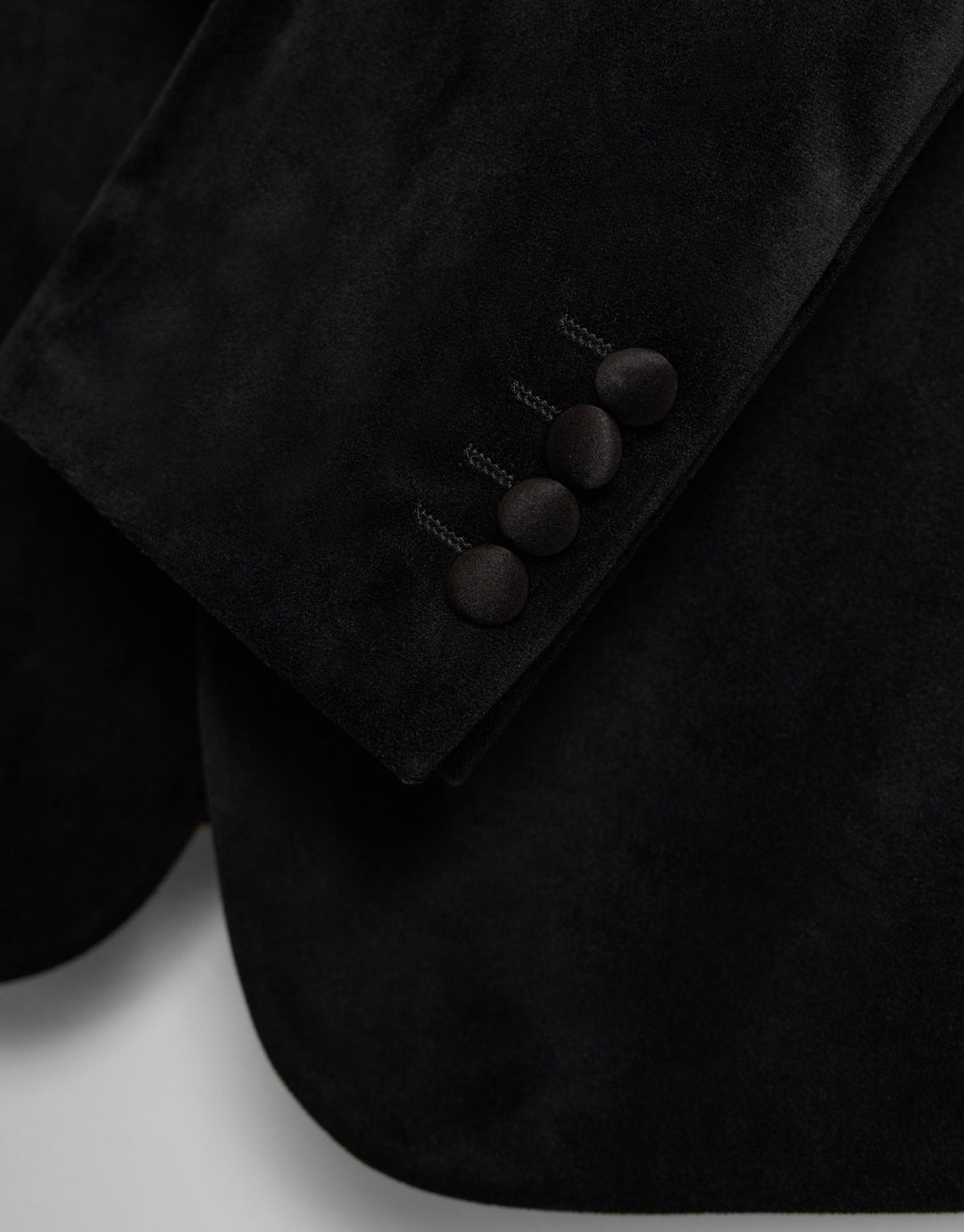 Tailored Fit Velvet Blazer with Satin Lapel in Black