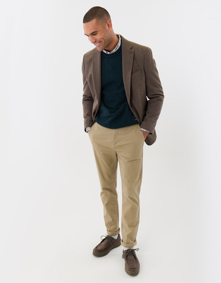 Tailored Fit Faux Wool Blazer in Brown