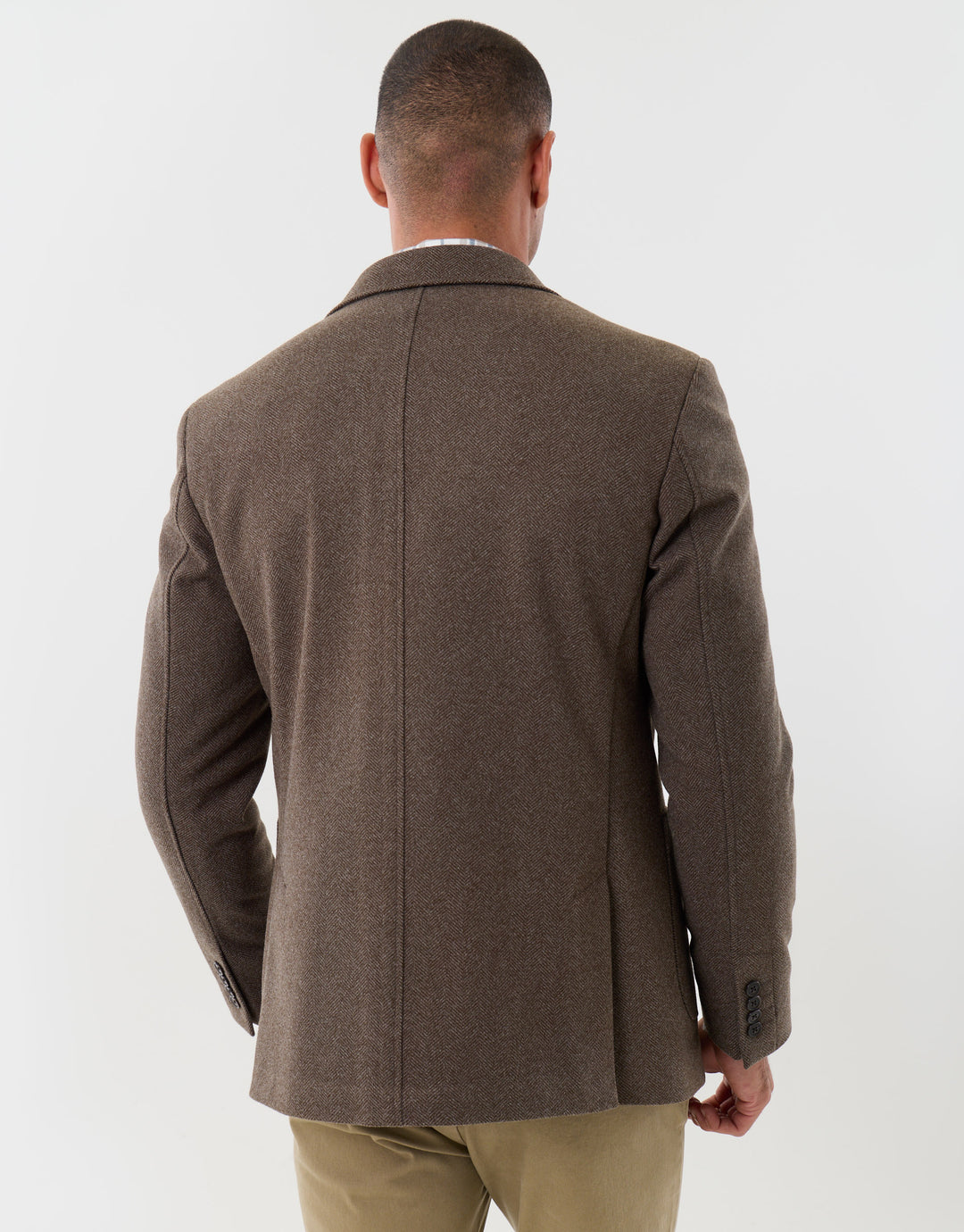 Tailored Fit Faux Wool Blazer in Brown