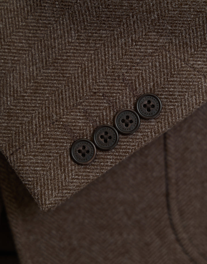 Tailored Fit Faux Wool Blazer in Brown