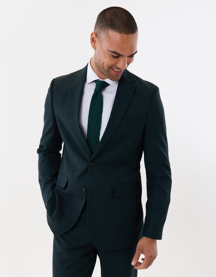 Tailored Fit Single Breasted Blazer in Dark Green