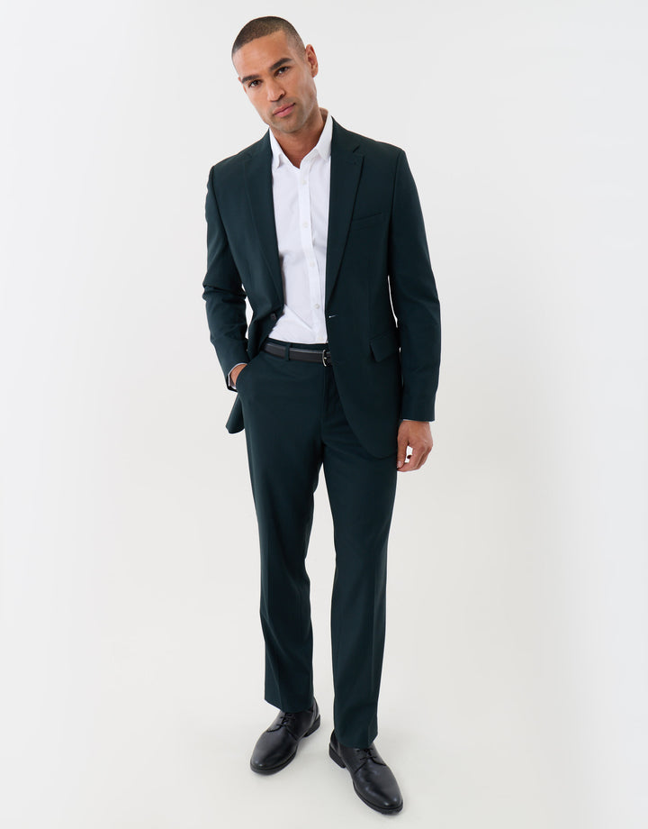 Tailored Fit Single Breasted Blazer in Dark Green