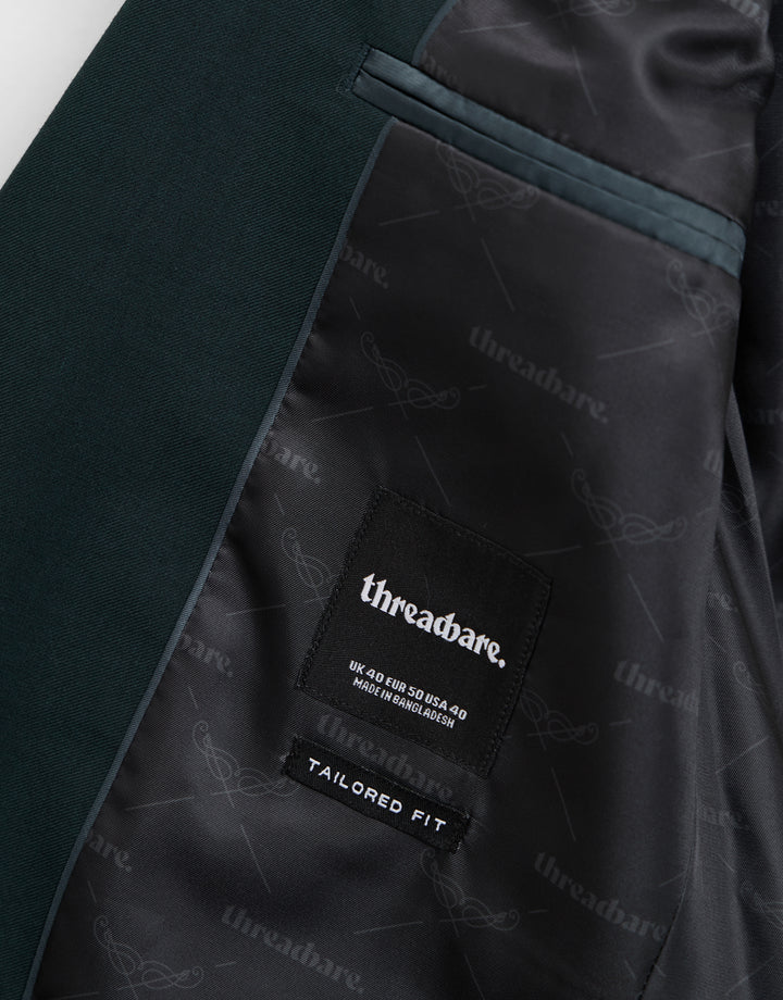 Tailored Fit Single Breasted Blazer in Dark Green
