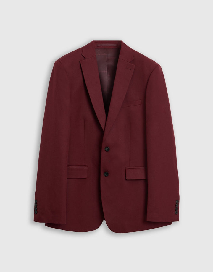 Tailored Fit Single Breasted Blazer in Burgundy