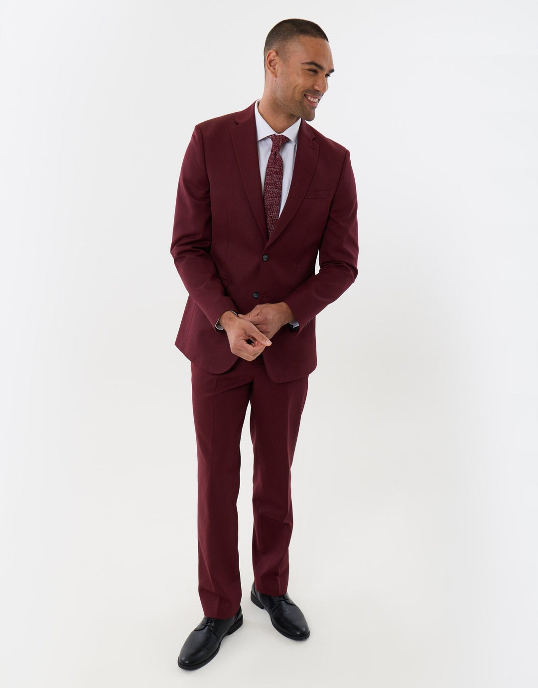 Tailored Fit Single Breasted Blazer in Burgundy