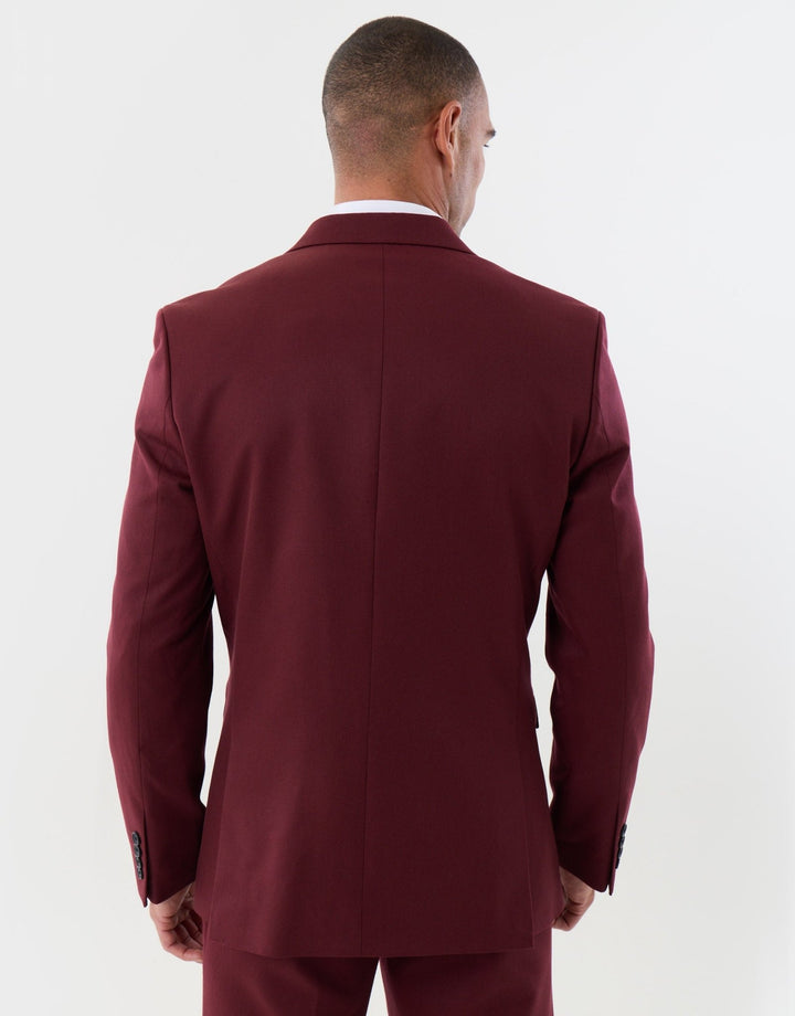 Tailored Fit Single Breasted Blazer in Burgundy
