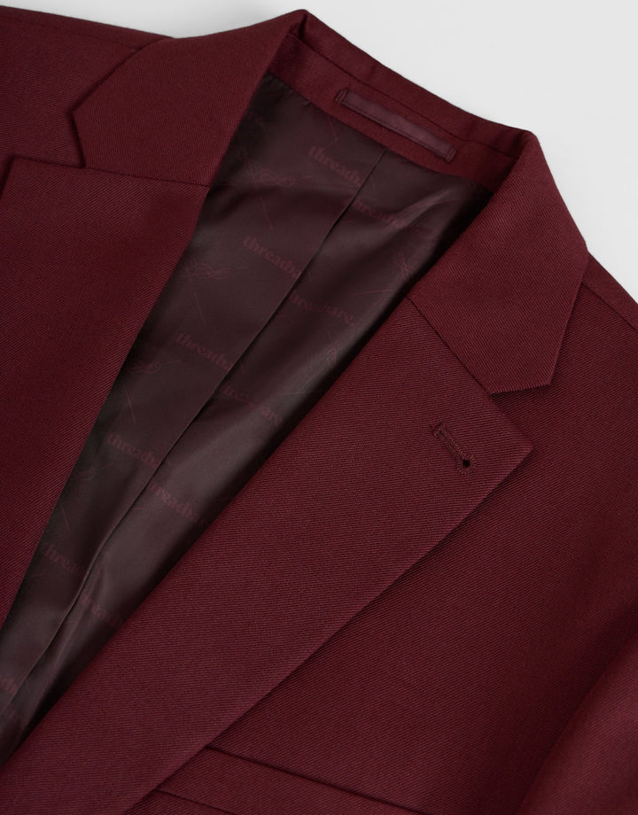 Tailored Fit Single Breasted Blazer in Burgundy