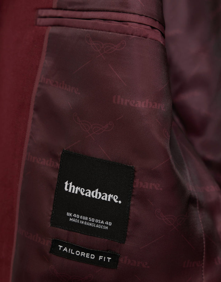 Tailored Fit Single Breasted Blazer in Burgundy