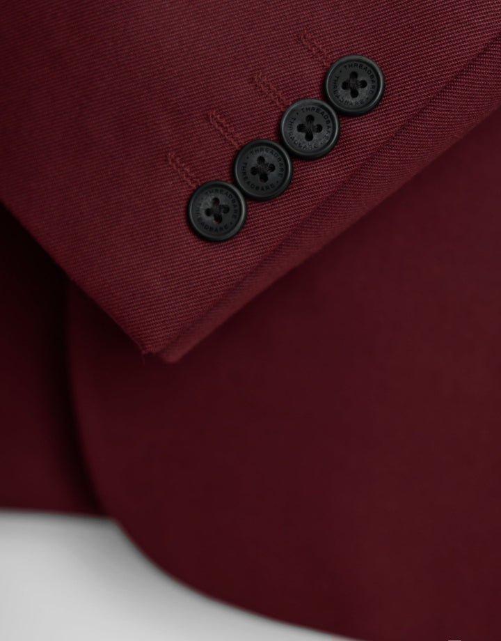 Tailored Fit Single Breasted Blazer in Burgundy