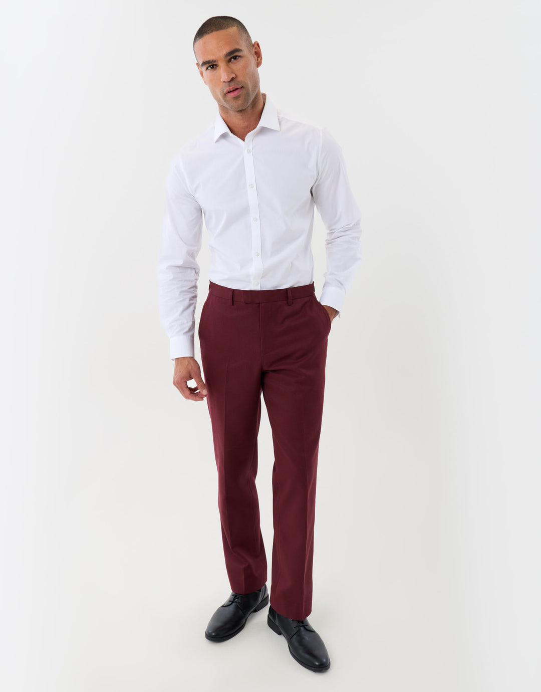 Tailored Fit Suit Trousers in Burgundy