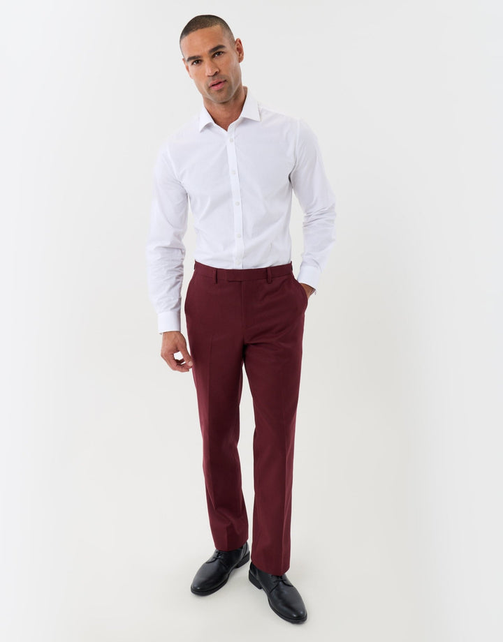 Tailored Fit Suit Trousers in Burgundy