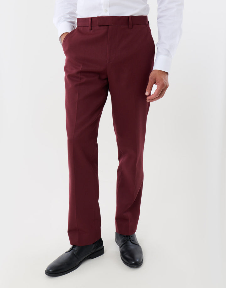 Tailored Fit Suit Trousers in Burgundy