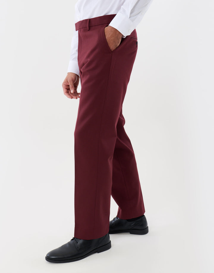 Tailored Fit Suit Trousers in Burgundy