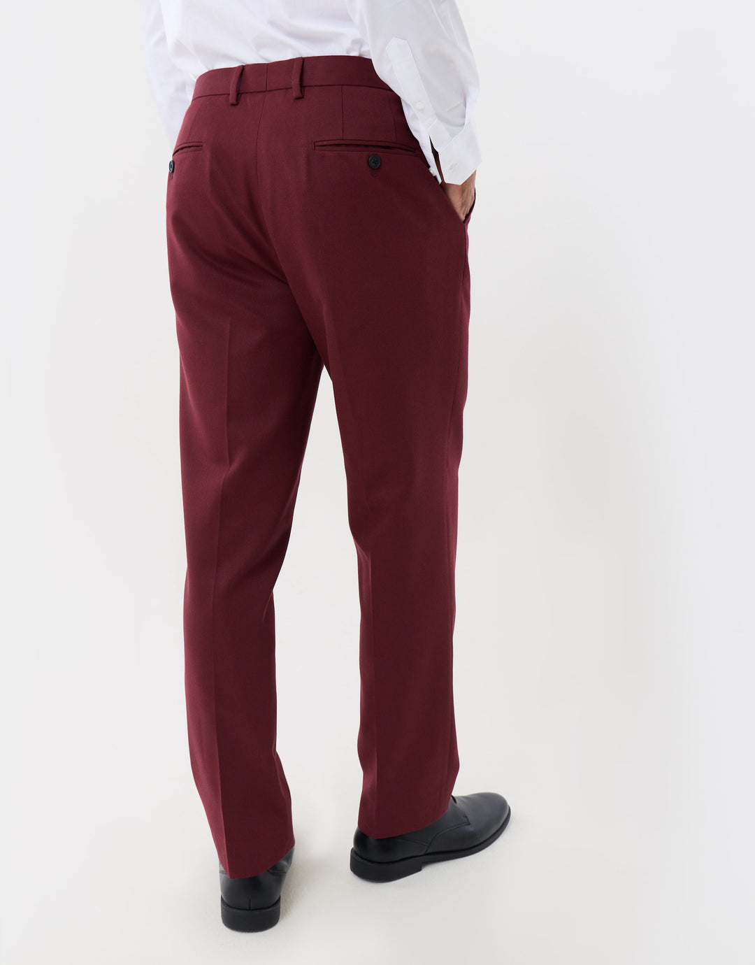 Tailored Fit Suit Trousers in Burgundy