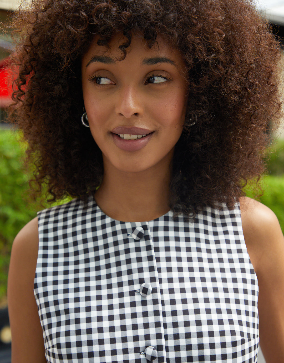 Crew Neck Waistcoat in Gingham