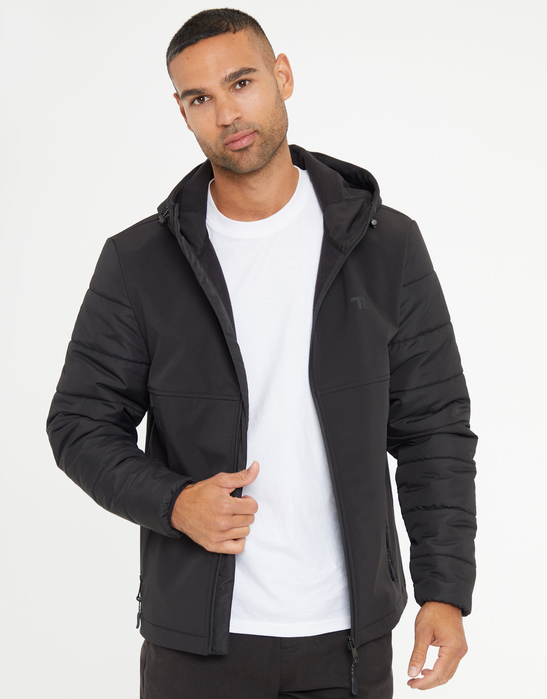 Black Hooded Lightweight Zip Up Jacket