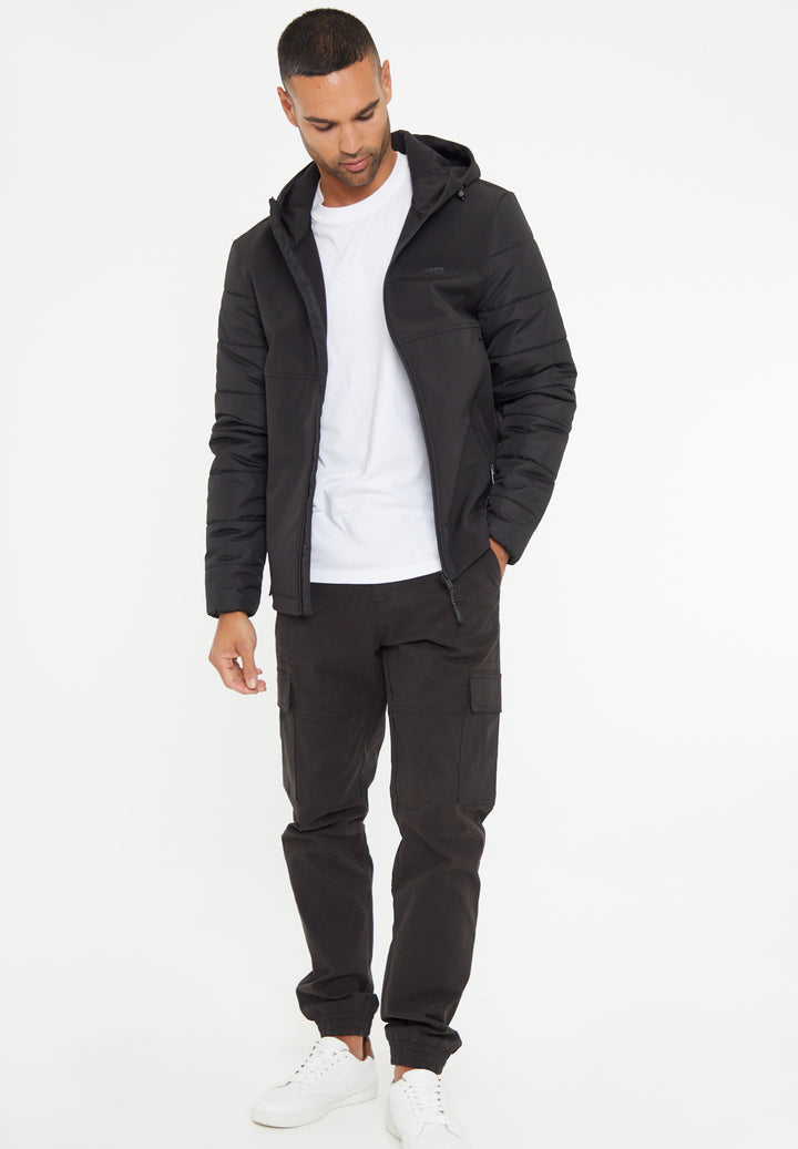 Black Hooded Lightweight Zip Up Jacket