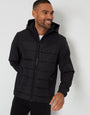 Black Padded Chest Hooded Jacket