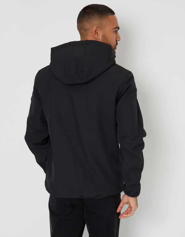Black Padded Chest Hooded Jacket