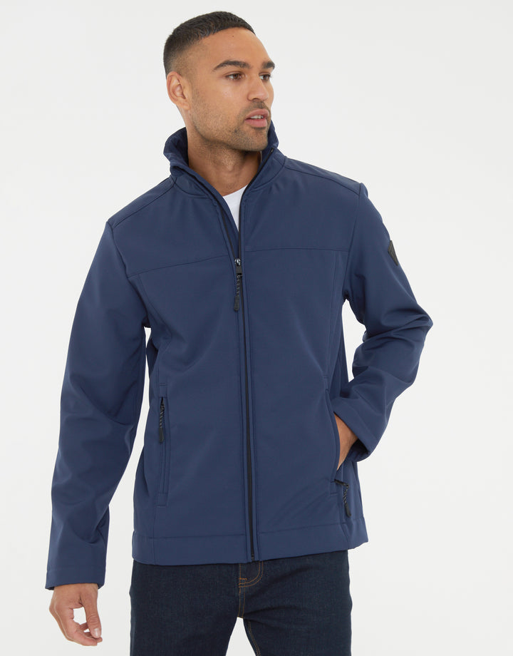 Navy Stretch Funnel Neck Lightweight Jacket