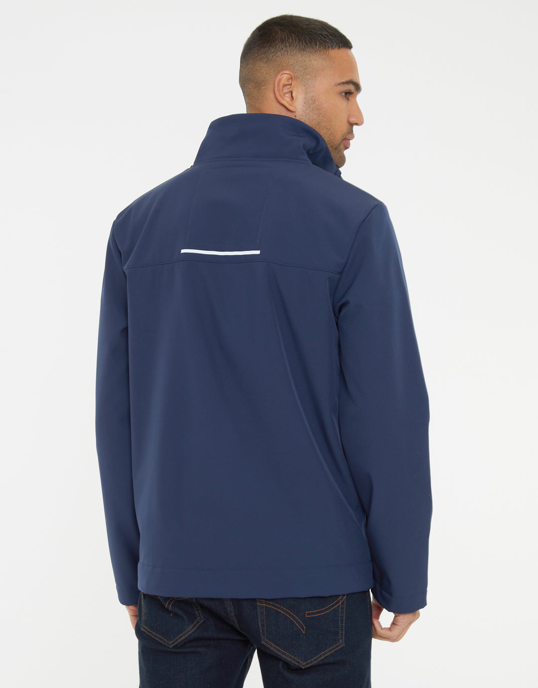 Navy Stretch Funnel Neck Lightweight Jacket