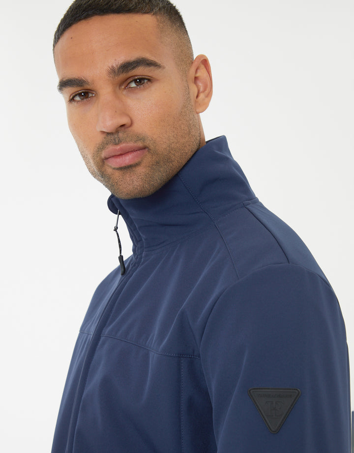 Navy Stretch Funnel Neck Lightweight Jacket