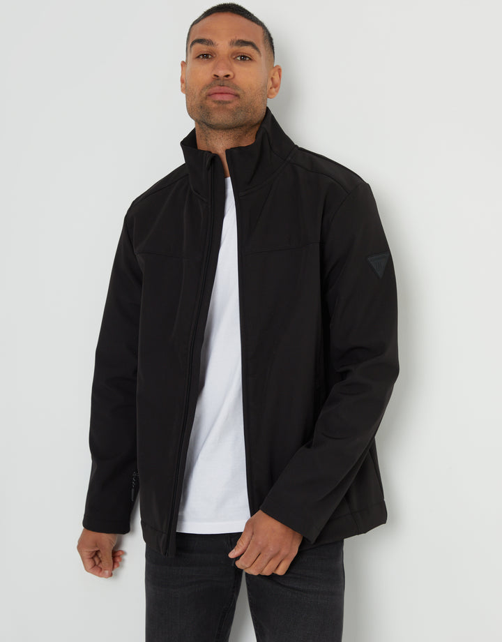 Stretch Funnel Neck Lightweight Jacket in Black