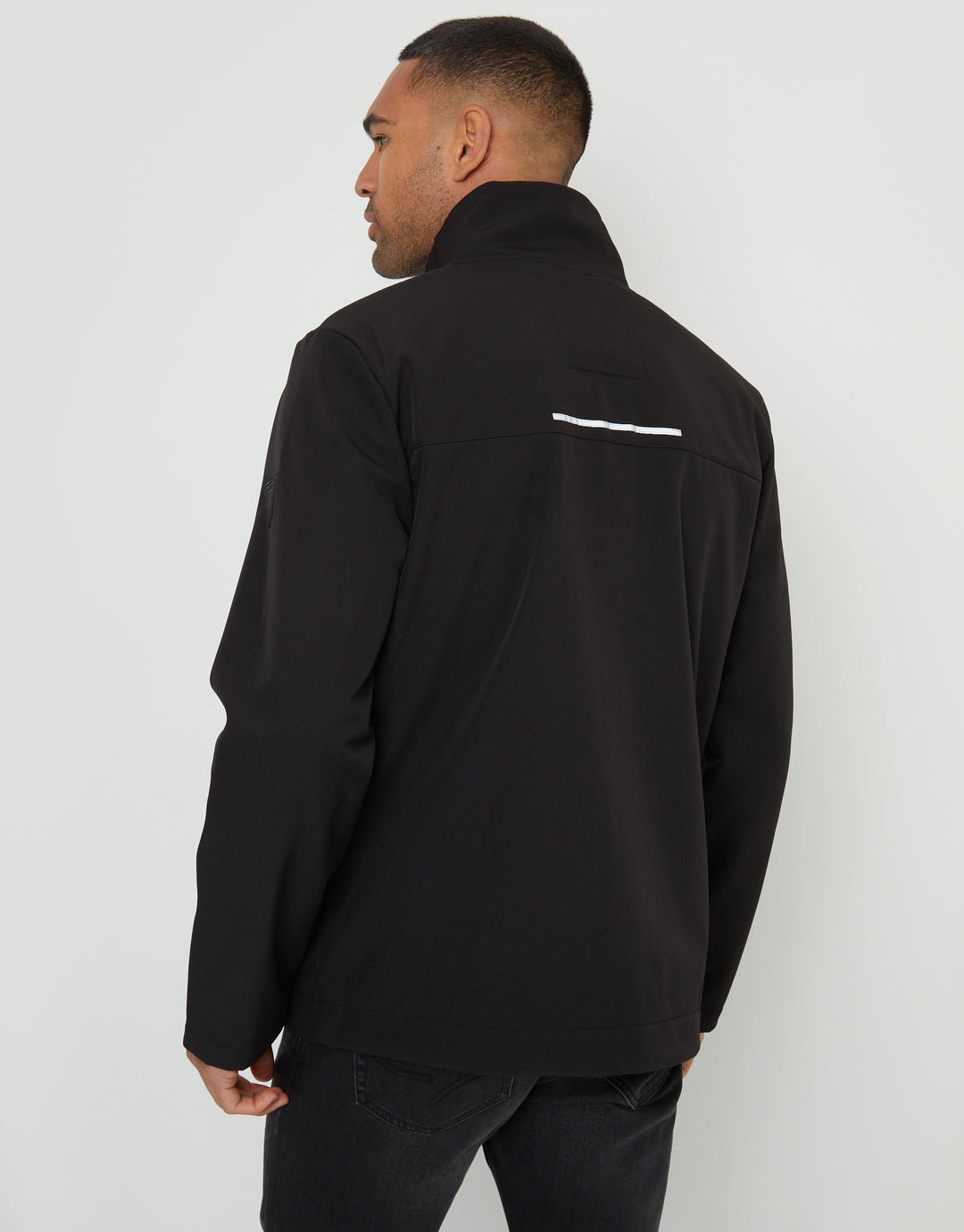Stretch Funnel Neck Lightweight Jacket in Black